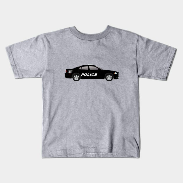 Black Police Car (Charger) Kids T-Shirt by BassFishin